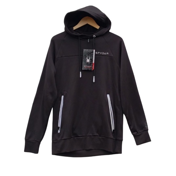 Spyder Black Long Sleeve Lined Active Performance Hoodie Sweatshirt NWT Size M - Picture 4 of 8